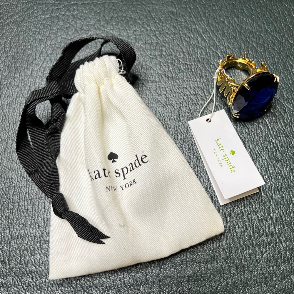 New with tags Kate Spade “what a gem“ sapphire adjustable ring